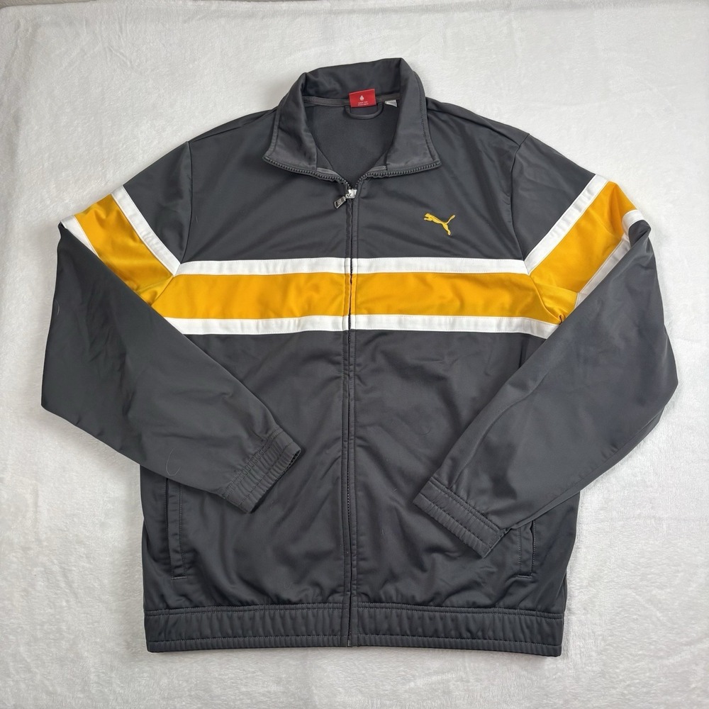 Puma Full Zip Long Sleeve Track Jacket Grey Yellow Men's Large